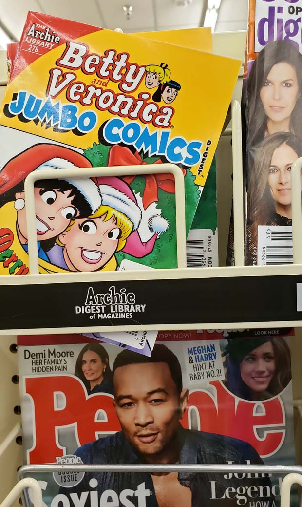 Archie Jumbo Christmas Winter on the racks at a grocery store