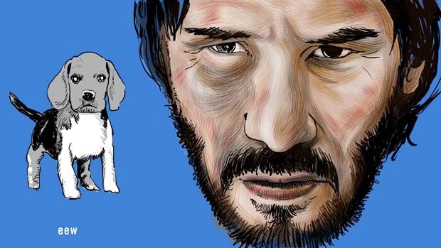 Keanu Reeves - John Wick and Beagle Dog
