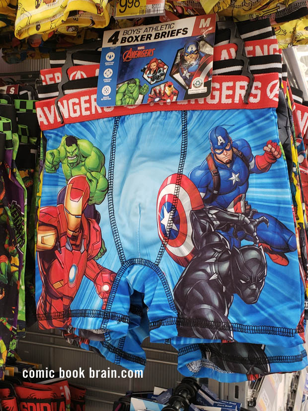 Captain America underwear, with Iron Man, Hulk and Black Panther