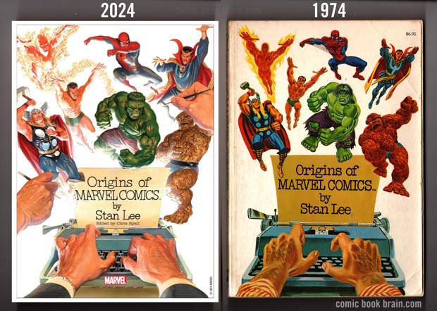 Covers of Origins of Marvel Comics 1974 and 2024