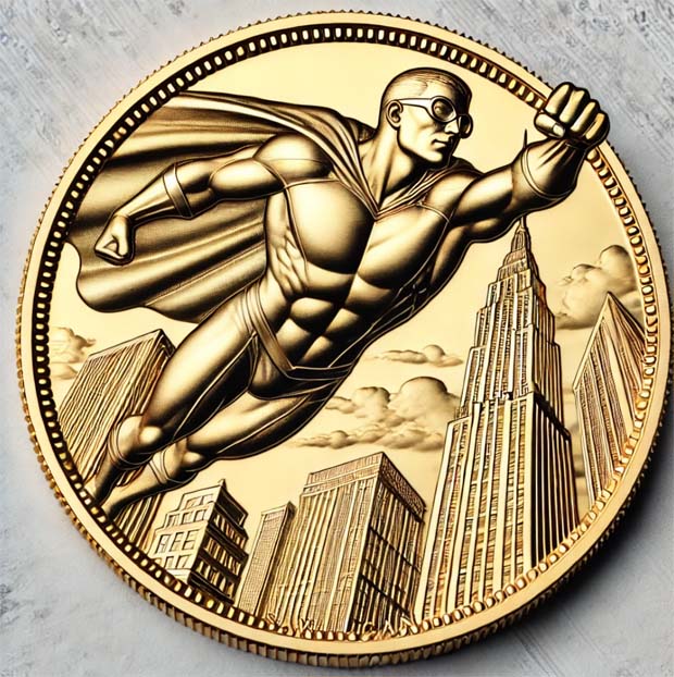 Flying Superhero Coin