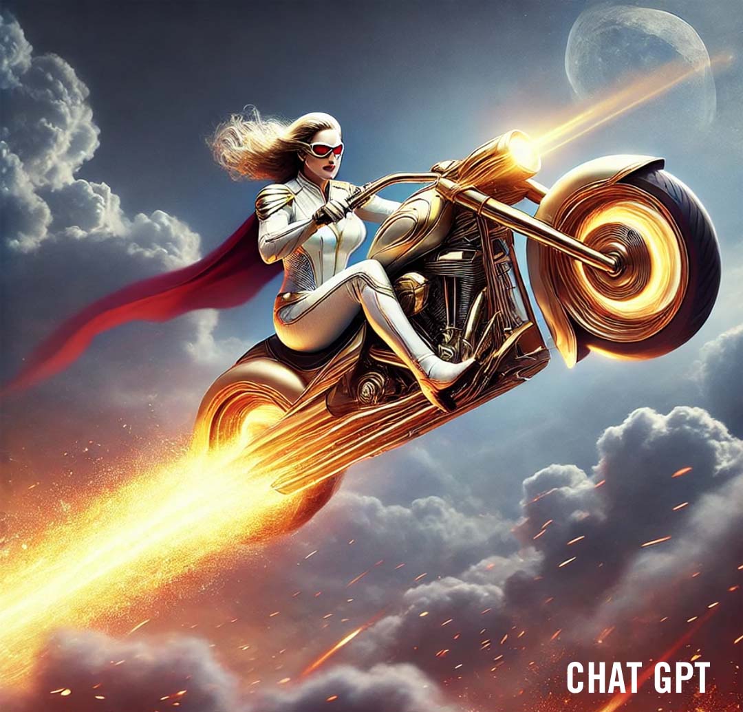 In the sky motorcycle superhero