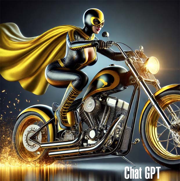 Yellow and Black Leather Motorcycle superhero