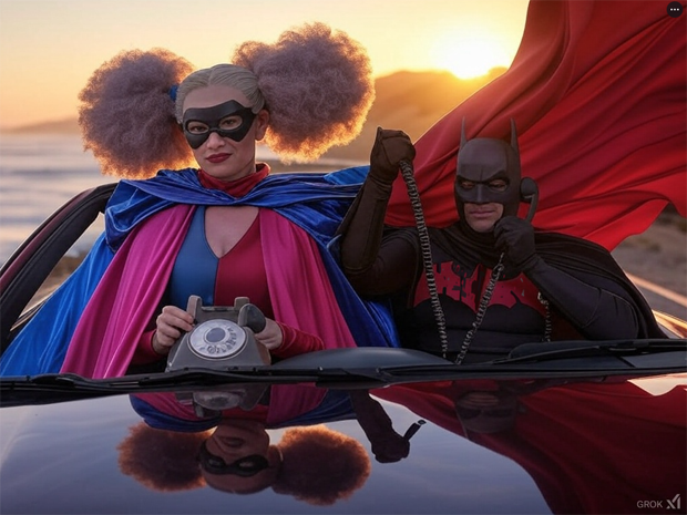 Superheroes in cars with their phones 07