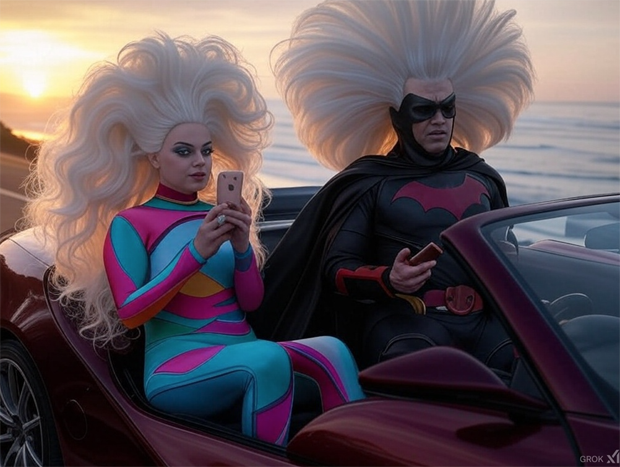 Superheroes in cars with their phones 57