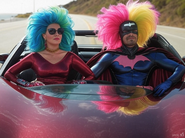 Superheroes on their phones while in super cars 71