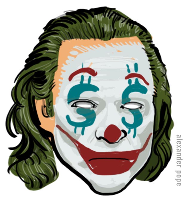 Funny Clown Joker making money