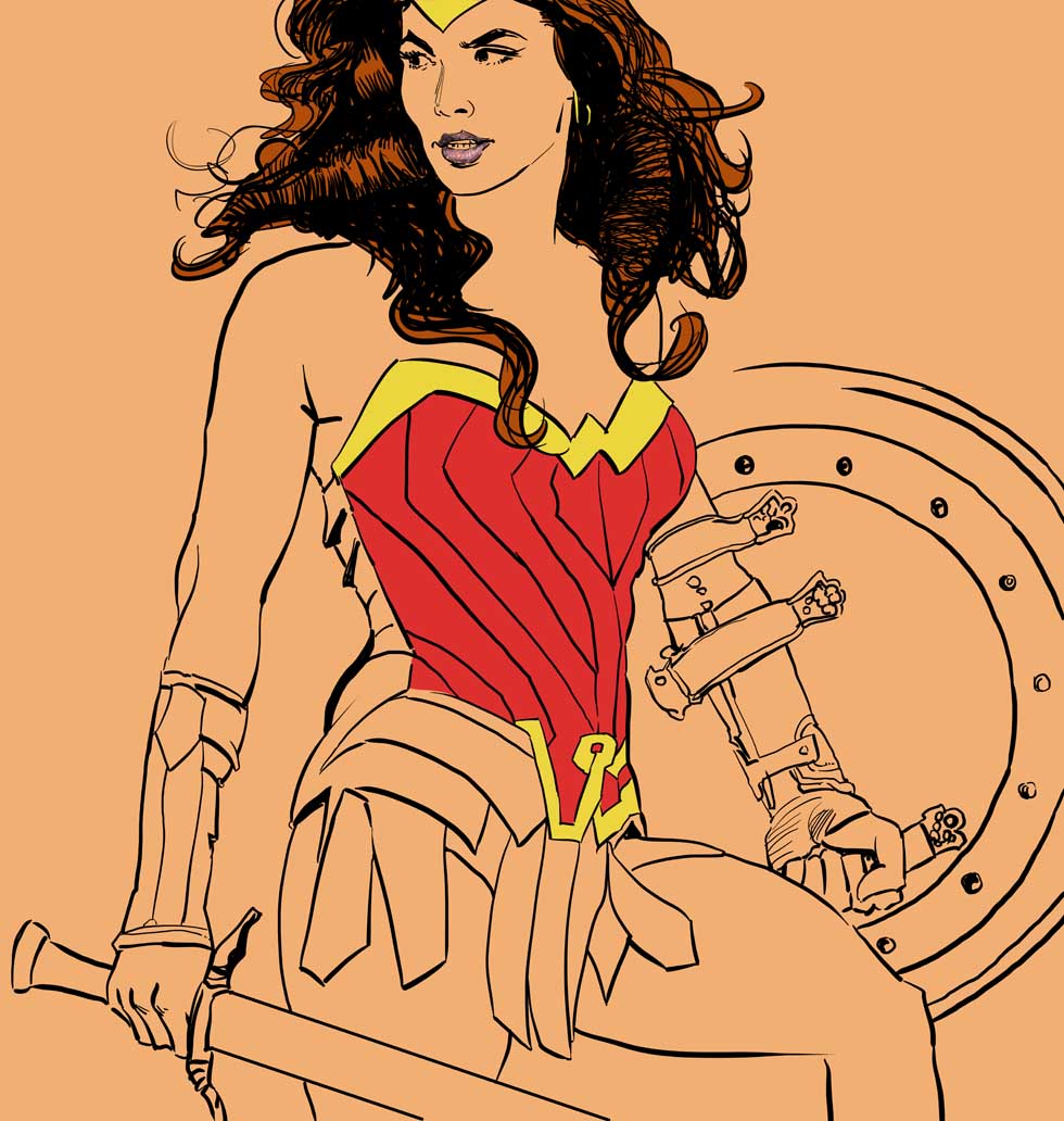 Caricature of Gal Gadot as Wonder Woman - C-Section Comics