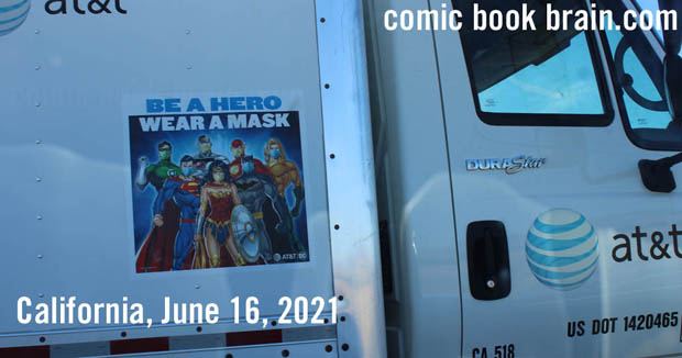Superhero wear a mask on truck June 2021