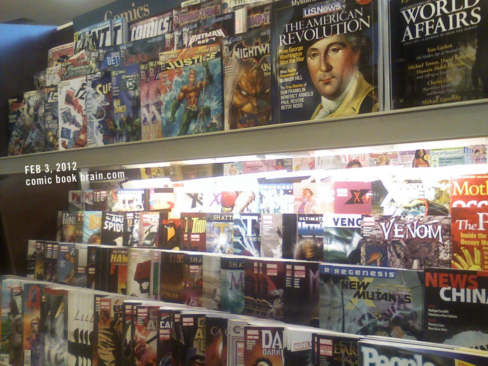 Comic book display at Barnes and Noble - with magazines