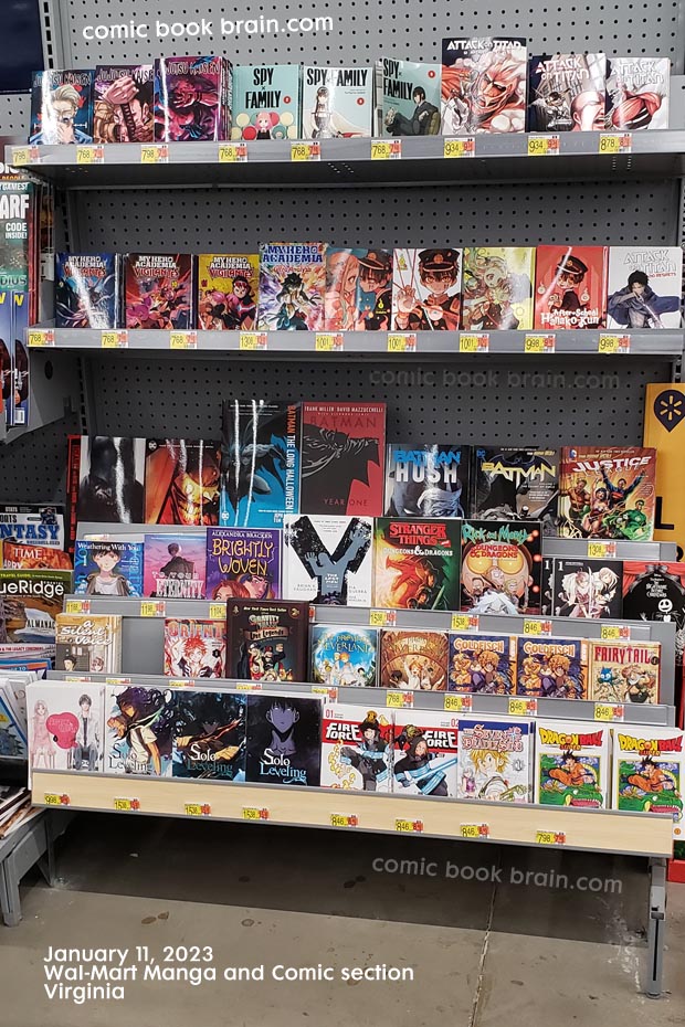 The Manga and Comic Book Section at Walmart - January 2023